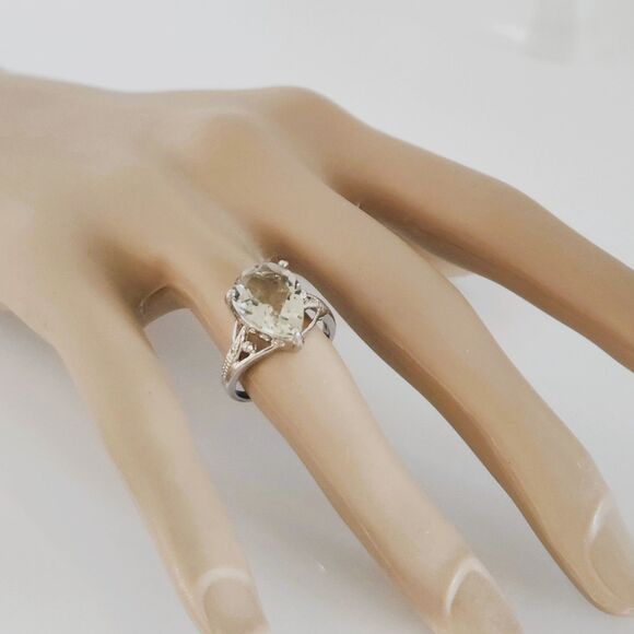 Green Amethyst Pear 4.9 Carats Ring Size 7 - Picture 11 of 12